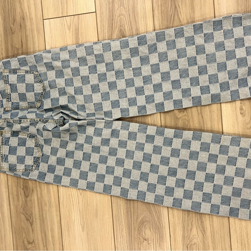 Checkered Denim Jeans